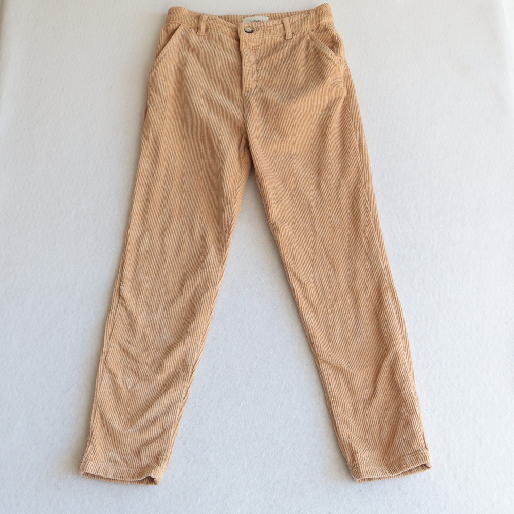 ba&sh Corduroy Pants Tan Camel High Rise Tapered Leg Womens Size S Fall Cozy